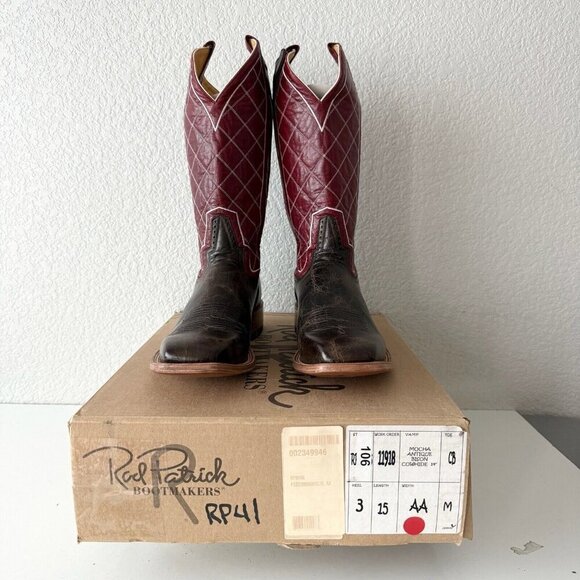 Rod Patrick Mens Cowboy Boots 15AA Mocha Bison Brown Leather Western Square Toe - Picture 12 of 13